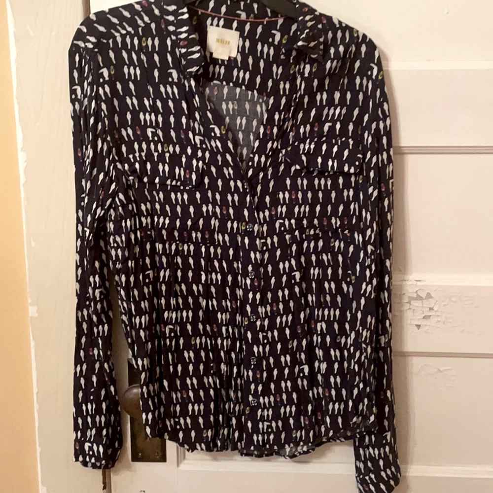 Anthropologie Maeve bird blouse